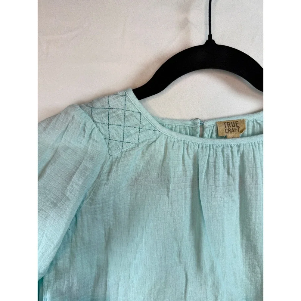 True Craft Girls Aqua Teal Ombre Cotton Gauze Blouse Top Size S‎ Small